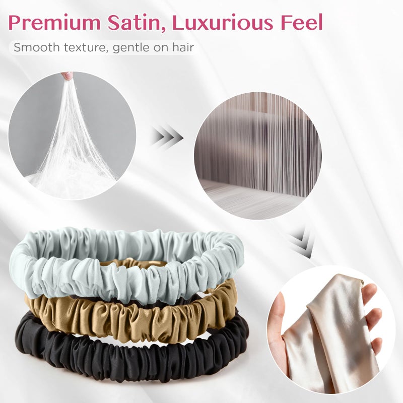 LEADUWAY 24 Pack Silky Soft Hair Ties, Silk-Like Skinny Scrunchies No Damage Elastic Ponytail Holders for Curly, Thick or Thin Hair, Women and Girls - Image 3